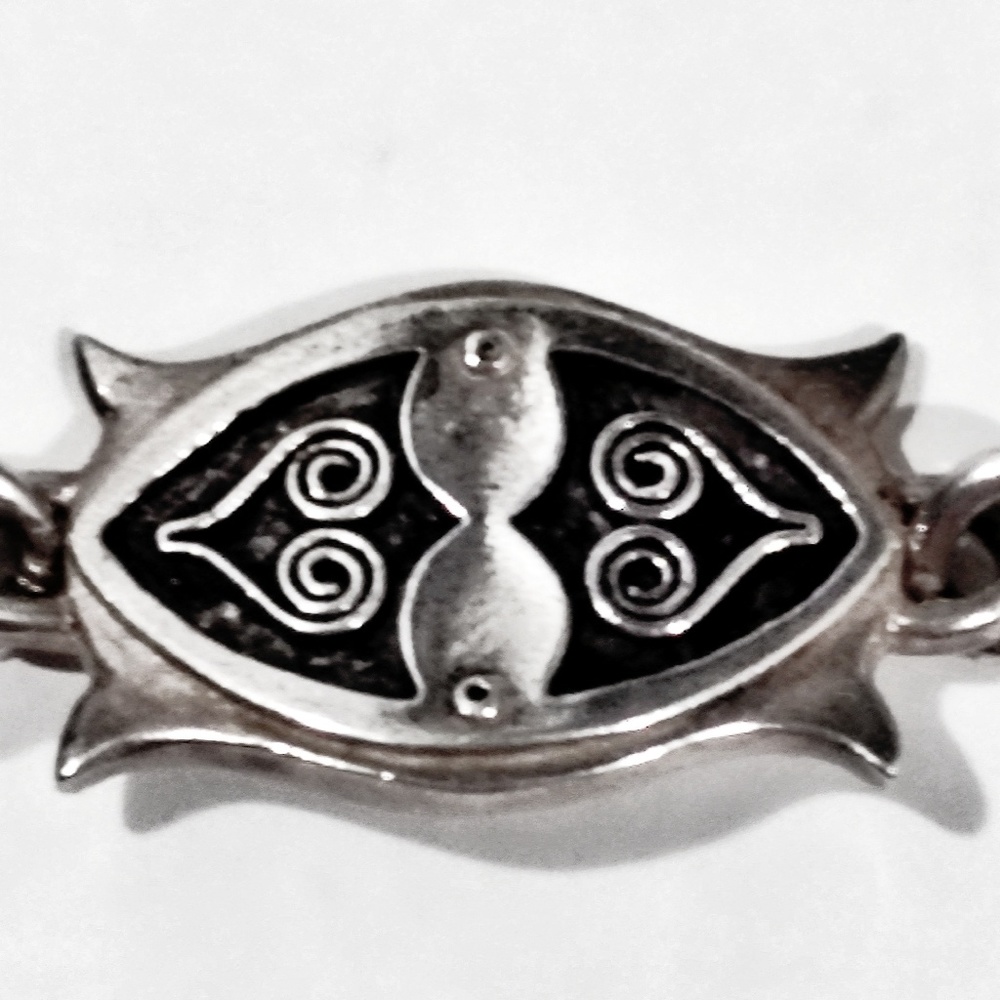 Vintage Heavy Sterling Silver Designer Toggle Bracelet